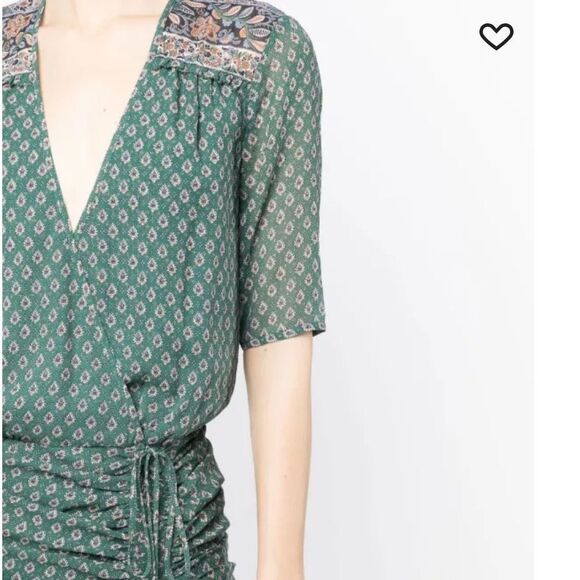 NWT Veronica Beard Mariposa Midi Dress Patterned Sea Glass Green Multi Size 0 - Picture 3 of 16